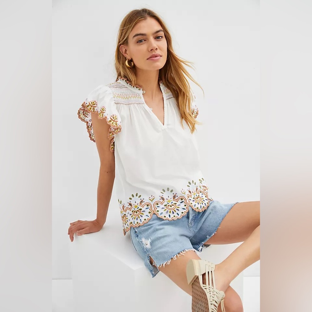 Love the Label Scalloped Eyelet Blouse